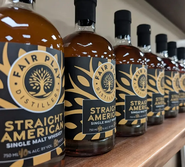 Fair Play Distillers Single Malt Whiskey Bottles