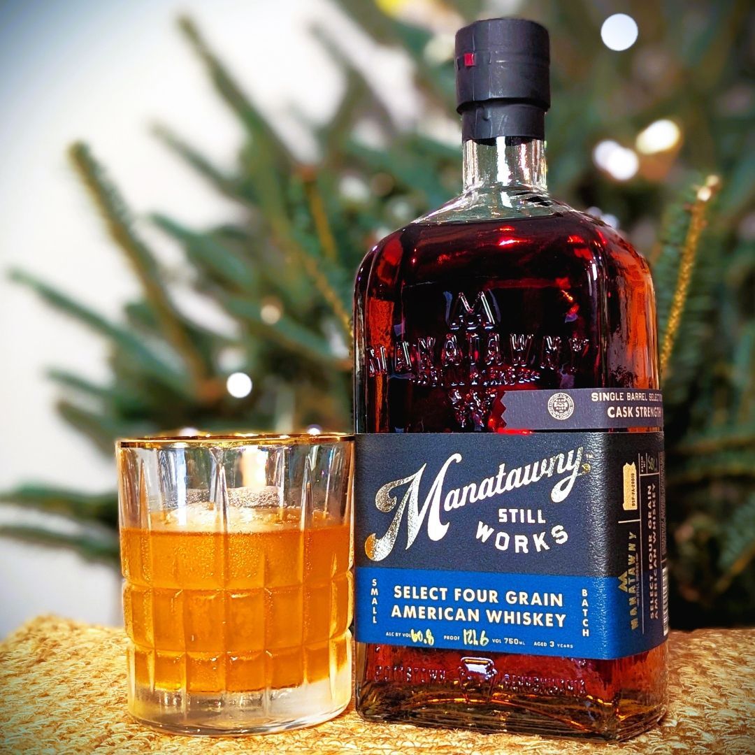 Bottle of Manatawny Single Barrel Cask Strength Select Four Grain American Whiskey