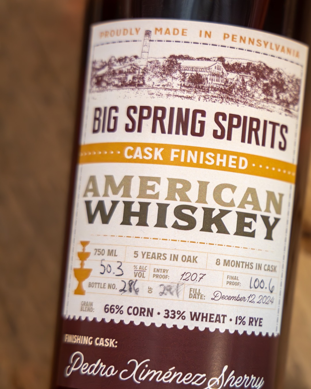Bottle of Big Spring Spirits Cask Finished American Whiskey