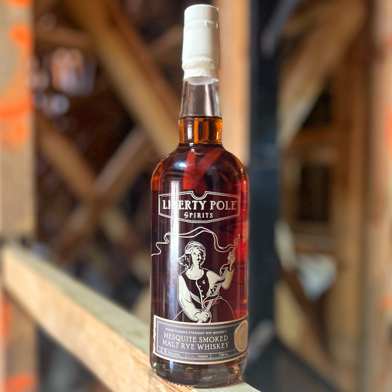 liberty pole mesquite rye whiskey bottle