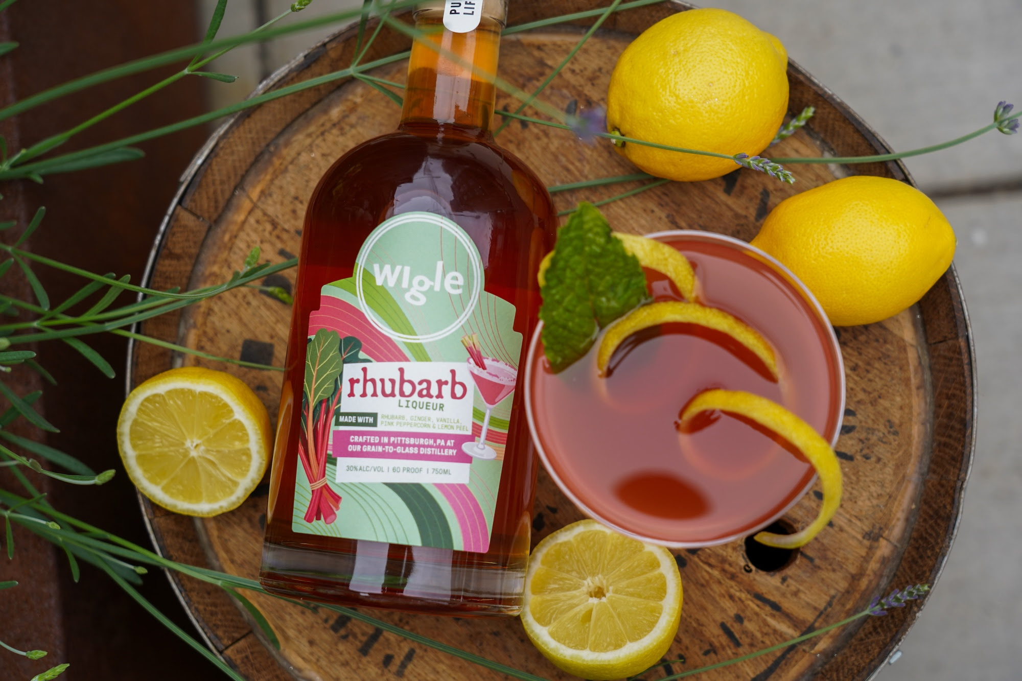wigle rhubarb liqueur bottle